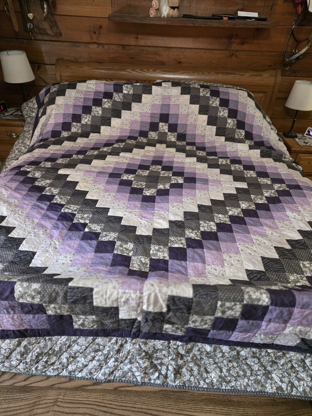 Handmade Purple and Gray Patchwork Quilt - Home Bedding